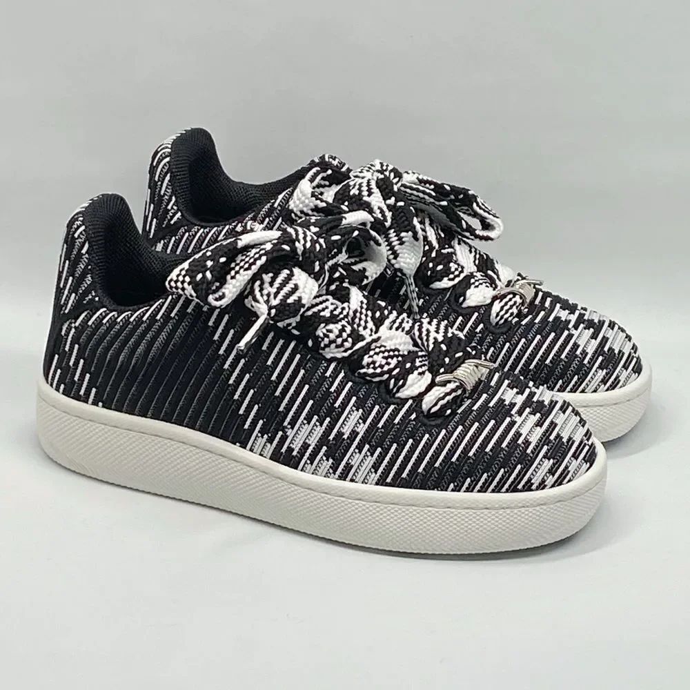 Burberry Black & White Check Knit Box Sneakers size 37